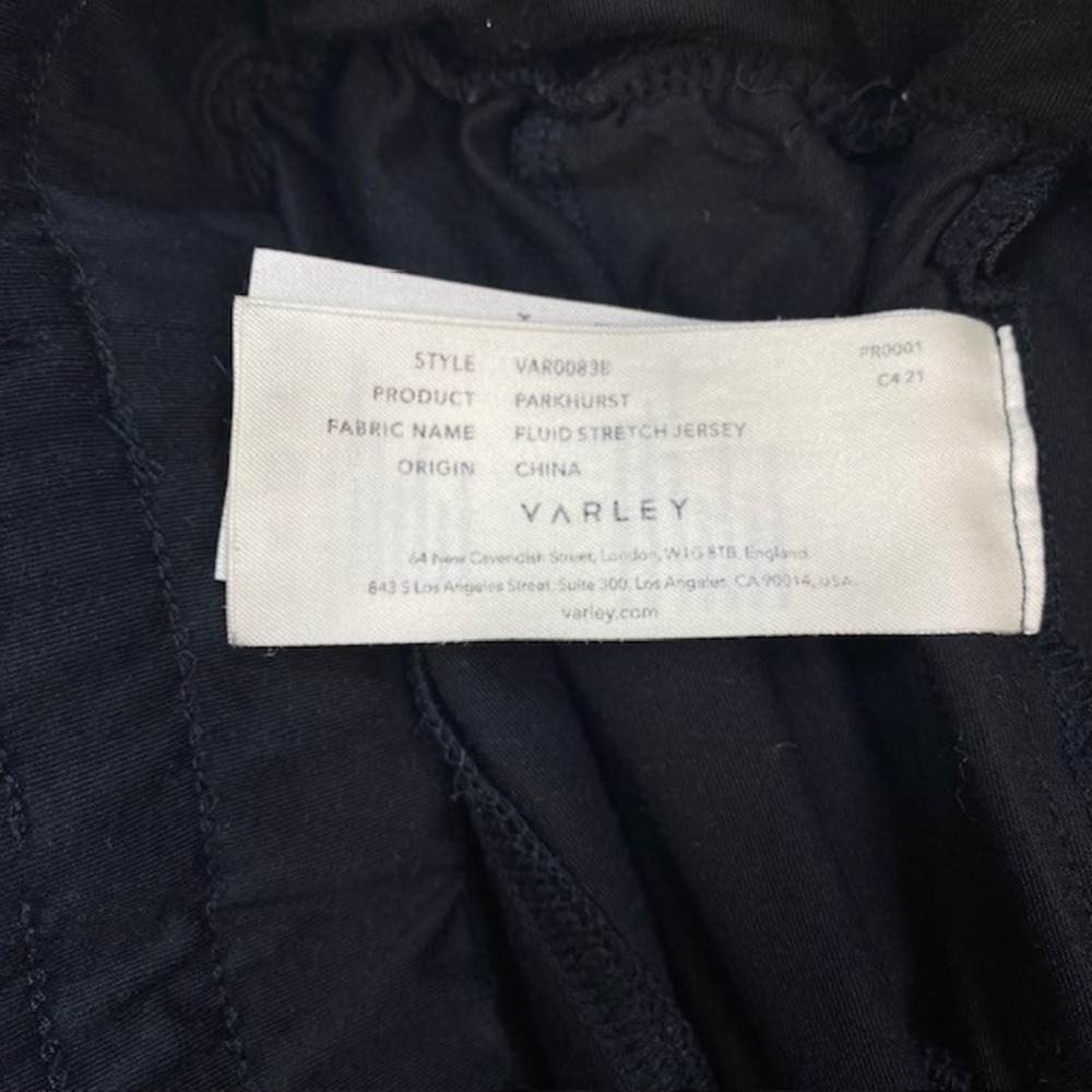 Varley Parkhurst Black Fluid Stretch Jersey Joggers XS VAR00838 Slim Tapered - Picture 3 of 9